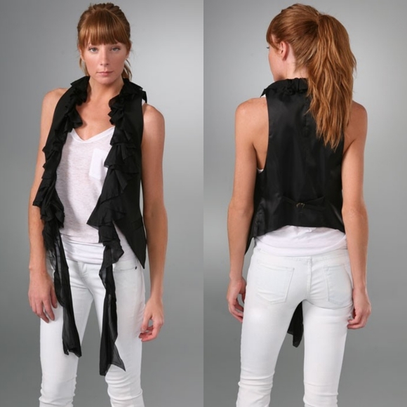 Elizabeth and James Jackets & Blazers - •ELIZABETH & JAMES• Dandy Silk Trim Black Vest L.